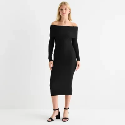 Forever 21 Womens Juniors Long Sleeve Midi Bodycon Sweater Dress