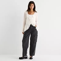 Forever 21 Womens Juniors Split Tie Neck Long Sleeve Blouse