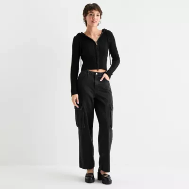 Forever 21 Womens Hooded Long Sleeve Zipper Juniors Cable Knit Cardigan