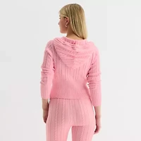 Forever 21 Womens Hooded Long Sleeve Zipper Juniors Cable Knit Cardigan