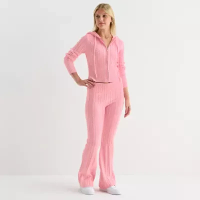 Forever 21 Womens Hooded Long Sleeve Zipper Juniors Cable Knit Cardigan