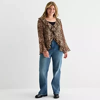 Forever 21 Womens Juniors Plus Split Tie Neck Long Sleeve Blouse