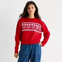 Forever 21 Juniors Womens Crew Neck Long Sleeve Bows Pullover Sweater