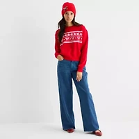 Forever 21 Juniors Womens Crew Neck Long Sleeve Bows Pullover Sweater