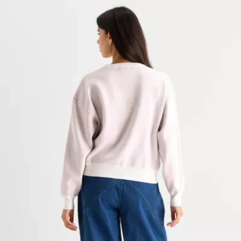 Forever 21 Juniors Womens Crew Neck Long Sleeve Hearts Pullover Sweater