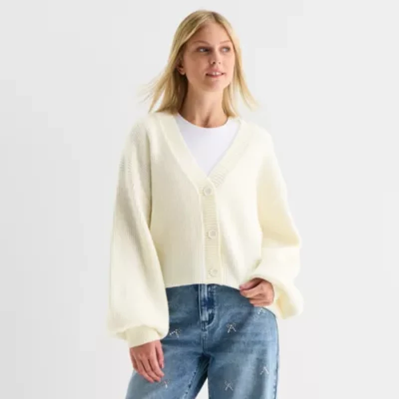 Forever 21 Womens V Neck Long Sleeve Button Juniors Cardigan