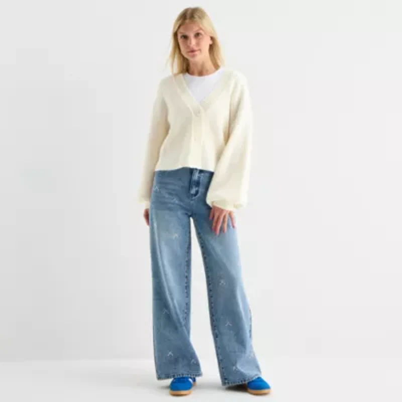 Forever 21 Womens V Neck Long Sleeve Button Juniors Cardigan