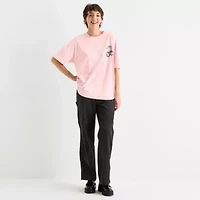 Arizona Womens Juniors Crew Neck Short Sleeve Oversized Graphic T-Shirt