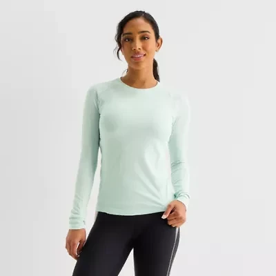 Xersion Womens Seamless Crew Neck Long Sleeve Active T-Shirt