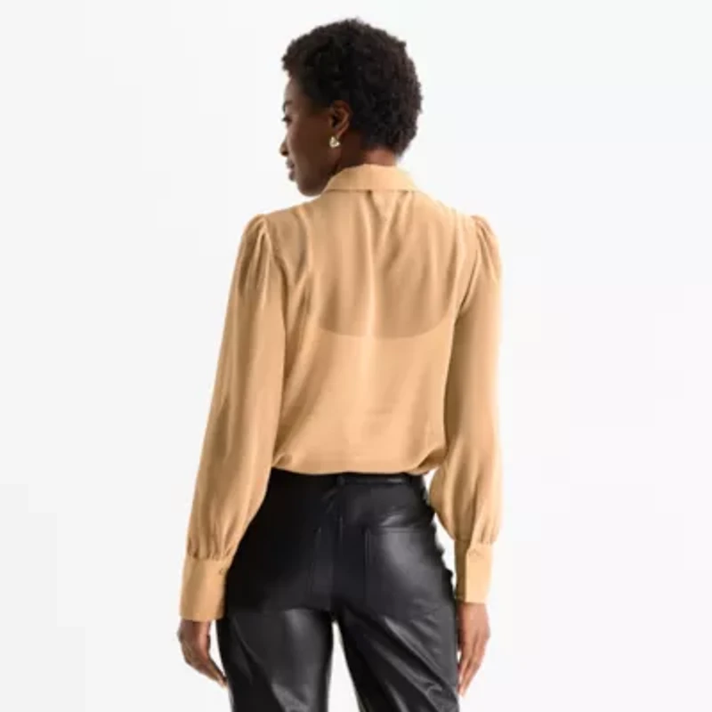 Worthington Womens Long Sleeve Blouse