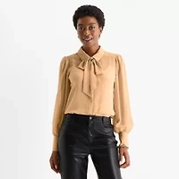 Worthington Womens Long Sleeve Blouse