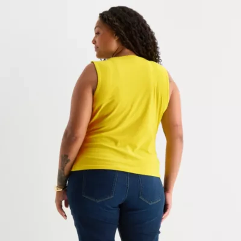 Bold Elements Womens Plus Cowl Neck Sleeveless Blouse