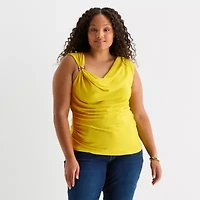 Bold Elements Womens Plus Cowl Neck Sleeveless Blouse