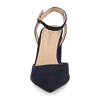 Journee Collection Womens Pointed Closed Toe Block Heel Pumps Wide Width