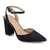 Journee Collection Womens Pointed Closed Toe Block Heel Pumps Wide Width