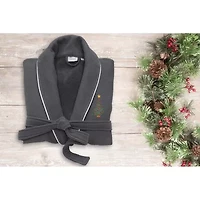 Linum Home Textiles Embroidered Christmas Tree Waffle Terry Bathrobe Unisex Adult Long Sleeve Length Robe