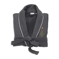 Linum Home Textiles Embroidered Christmas Tree Waffle Terry Bathrobe Unisex Adult Long Sleeve Length Robe