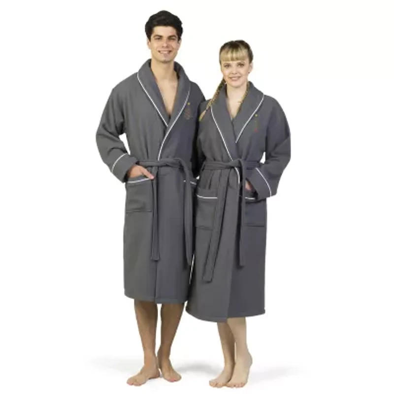 Linum Home Textiles Embroidered Christmas Tree Waffle Terry Bathrobe Unisex Adult Long Sleeve Length Robe