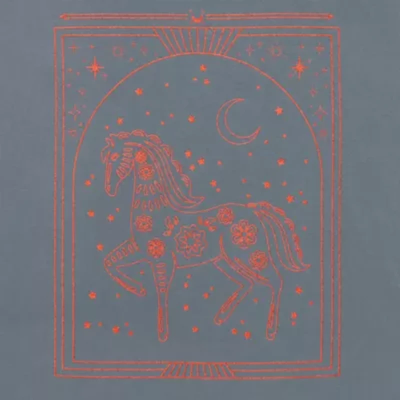 Grayson Threads, The Label Womens Juniors Crew Neck Short Sleeve Year Of Horse Graphic T-Shirt