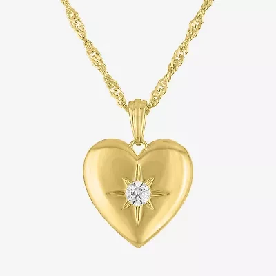 Diamond Addiction G-H / Si2-I1 Womens 1/7 CT. T.W. Lab Grown White Diamond 14K Gold Over Silver Heart 18 Inch Pendant Necklace