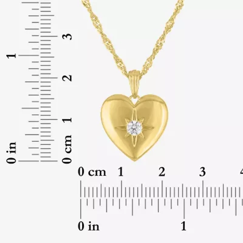 Diamond Addiction G-H / Si2-I1 Womens 1/7 CT. T.W. Lab Grown White Diamond 14K Gold Over Silver Heart 18 Inch Pendant Necklace