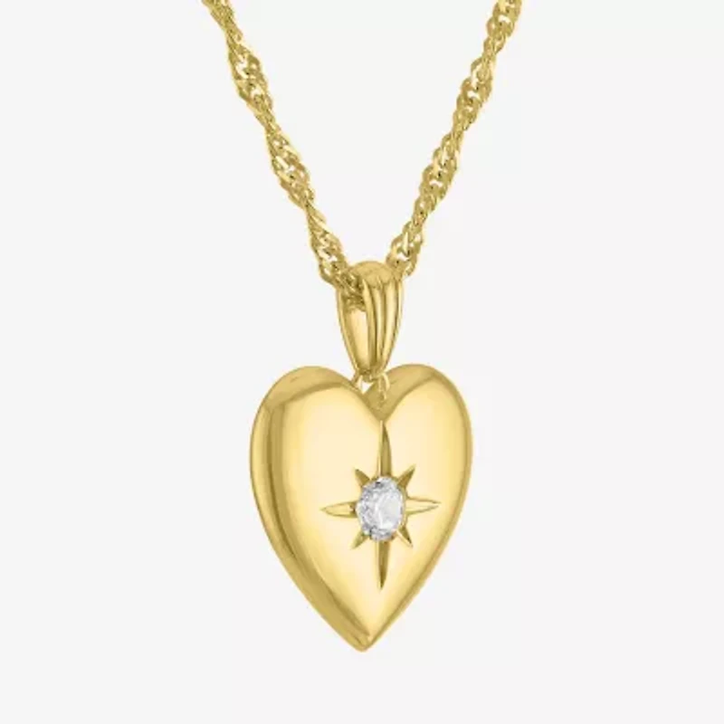 Diamond Addiction G-H / Si2-I1 Womens 1/7 CT. T.W. Lab Grown White Diamond 14K Gold Over Silver Heart 18 Inch Pendant Necklace