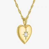 Diamond Addiction G-H / Si2-I1 Womens 1/7 CT. T.W. Lab Grown White Diamond 14K Gold Over Silver Heart 18 Inch Pendant Necklace