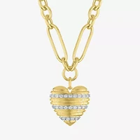 Diamond Addiction (G-H / Si2-I1) Womens 1/5 CT. Lab Grown White Diamond 14K Gold Over Silver Heart 18 Inch Pendant Necklace
