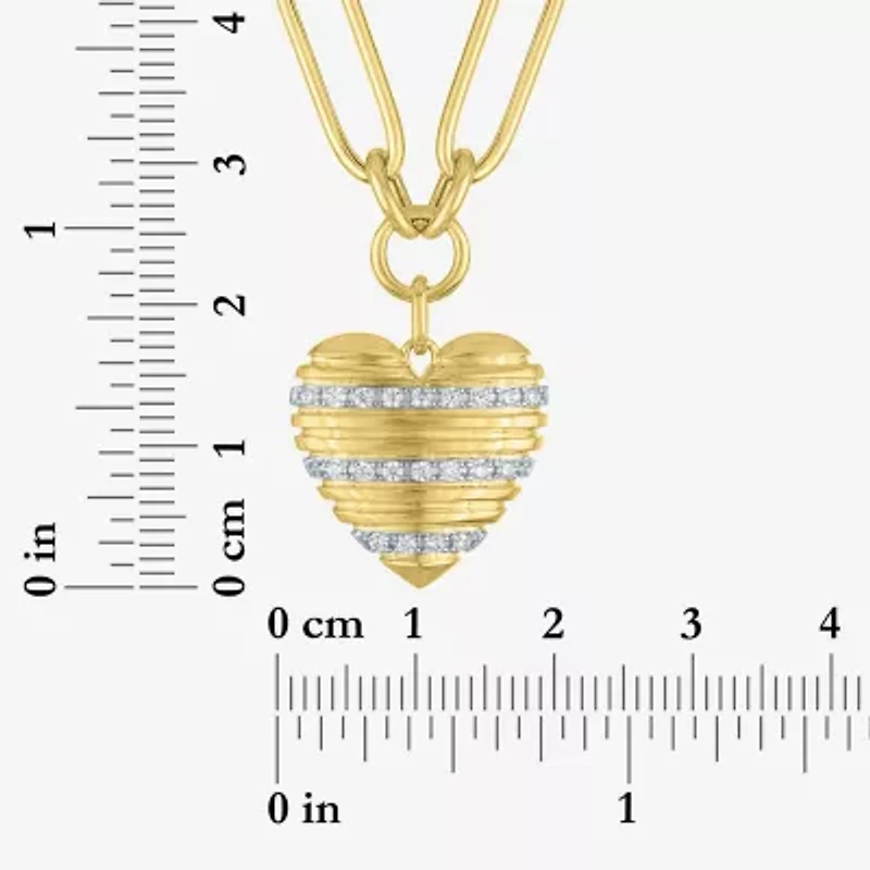 Diamond Addiction (G-H / Si2-I1) Womens 1/5 CT. Lab Grown White Diamond 14K Gold Over Silver Heart 18 Inch Pendant Necklace