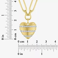 Diamond Addiction (G-H / Si2-I1) Womens 1/5 CT. Lab Grown White Diamond 14K Gold Over Silver Heart 18 Inch Pendant Necklace