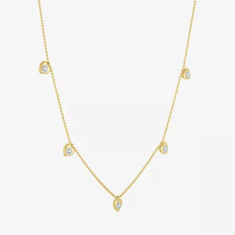 Diamond Addiction G-H / Si2-I1 Womens 1/10 CT. T.W. Lab Grown White Diamond 14K Gold Over Silver Heart 18 Inch Pendant Necklace