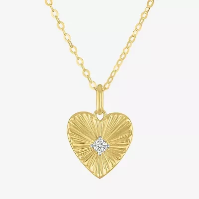 Diamond Addiction G-H / Si2-I1 Womens 1/10 CT. T.W. Lab Grown White Diamond 14K Gold Over Silver Heart 18 Inch Pendant Necklace
