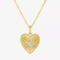 Diamond Addiction G-H / Si2-I1 Womens 1/10 CT. T.W. Lab Grown White Diamond 14K Gold Over Silver Heart 18 Inch Pendant Necklace