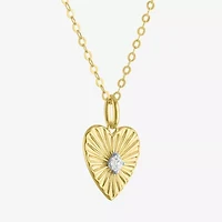 Diamond Addiction G-H / Si2-I1 Womens 1/10 CT. T.W. Lab Grown White Diamond 14K Gold Over Silver Heart 18 Inch Pendant Necklace