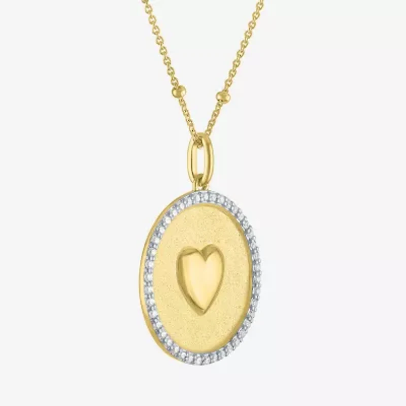 (G-H / Si2-I1) Womens 1/4 CT. T.W. Lab Grown White Diamond 14K Gold Over Silver Heart 20 Inch Pendant Necklace