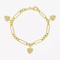 Diamond Addiction G-H / Si2-I1 Womens 1/7 CT. T.W. Lab Grown White Diamond 14K Gold Over Silver Heart Charm Bracelet
