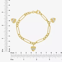 Diamond Addiction G-H / Si2-I1 Womens 1/7 CT. T.W. Lab Grown White Diamond 14K Gold Over Silver Heart Charm Bracelet