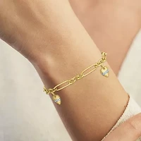 Diamond Addiction G-H / Si2-I1 Womens 1/7 CT. T.W. Lab Grown White Diamond 14K Gold Over Silver Heart Charm Bracelet