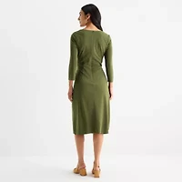 Clover And Sloane Womens 3/4 Sleeve Sheath Dress