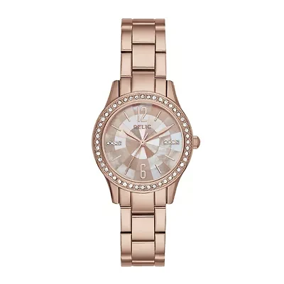 Relic By Fossil Womens Rose Goldtone Bracelet Watch Zr12174