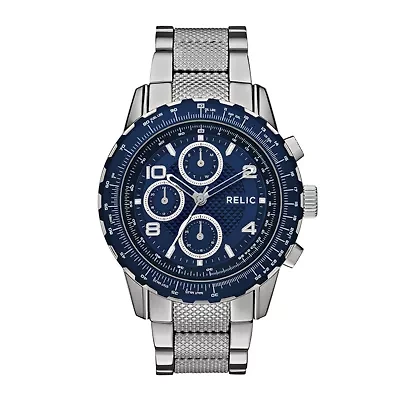 Relic® Mens Silver Blue Zr15817 Watch