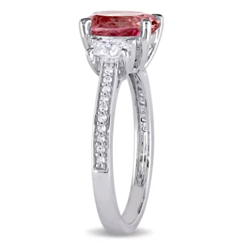 Modern Bride Gemstone Womens Genuine Pink Tourmaline 14K Gold Oval Engagement Ring