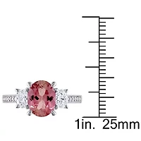 Modern Bride Gemstone Womens Genuine Pink Tourmaline 14K Gold Oval Engagement Ring
