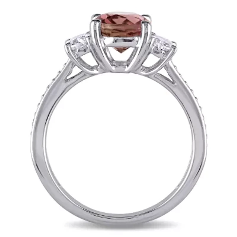 Modern Bride Gemstone Womens Genuine Pink Tourmaline 14K Gold Oval Engagement Ring