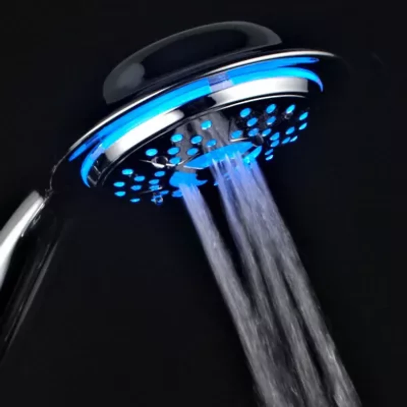 PowerSpa® All-Chrome LED Handheld Shower with Air Jet LED Turbo Pressure-Boost Nozzle Technology