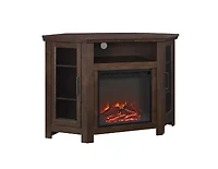 48" Wood Corner Fireplace Media TV Stand Console