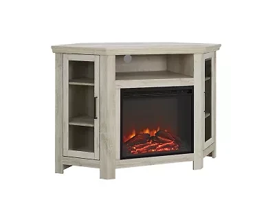 48" Wood Corner Fireplace Media TV Stand Console