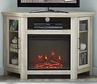 48" Wood Corner Fireplace Media TV Stand Console