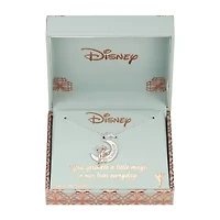 Disney Classics Womens Crystal Pure Silver Over Brass Moon 18 Inch Pendant Necklace