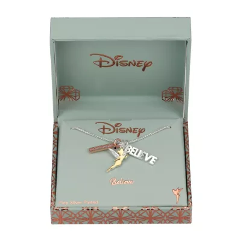 Disney Classics Womens Crystal Pure Silver Over Brass 18 Inch Pendant Necklace